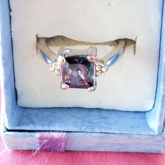 925 sterling silver Emerald cut Mystic topaz crystal ring - Picture 6 of 13